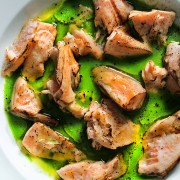 TORCHED SALMON IN GREEN JUICE SAUCE