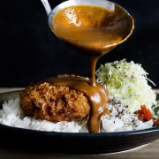 menchi katsu kare/ hamburger croquette w Japanese curry sauce