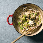 CLAM CHOWDER RISOTTO W/ CELERY PROSCIUTTO SALT