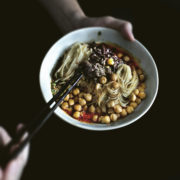 Sichuan/Chongqing Little Slurp w meat sauce and chickpeas