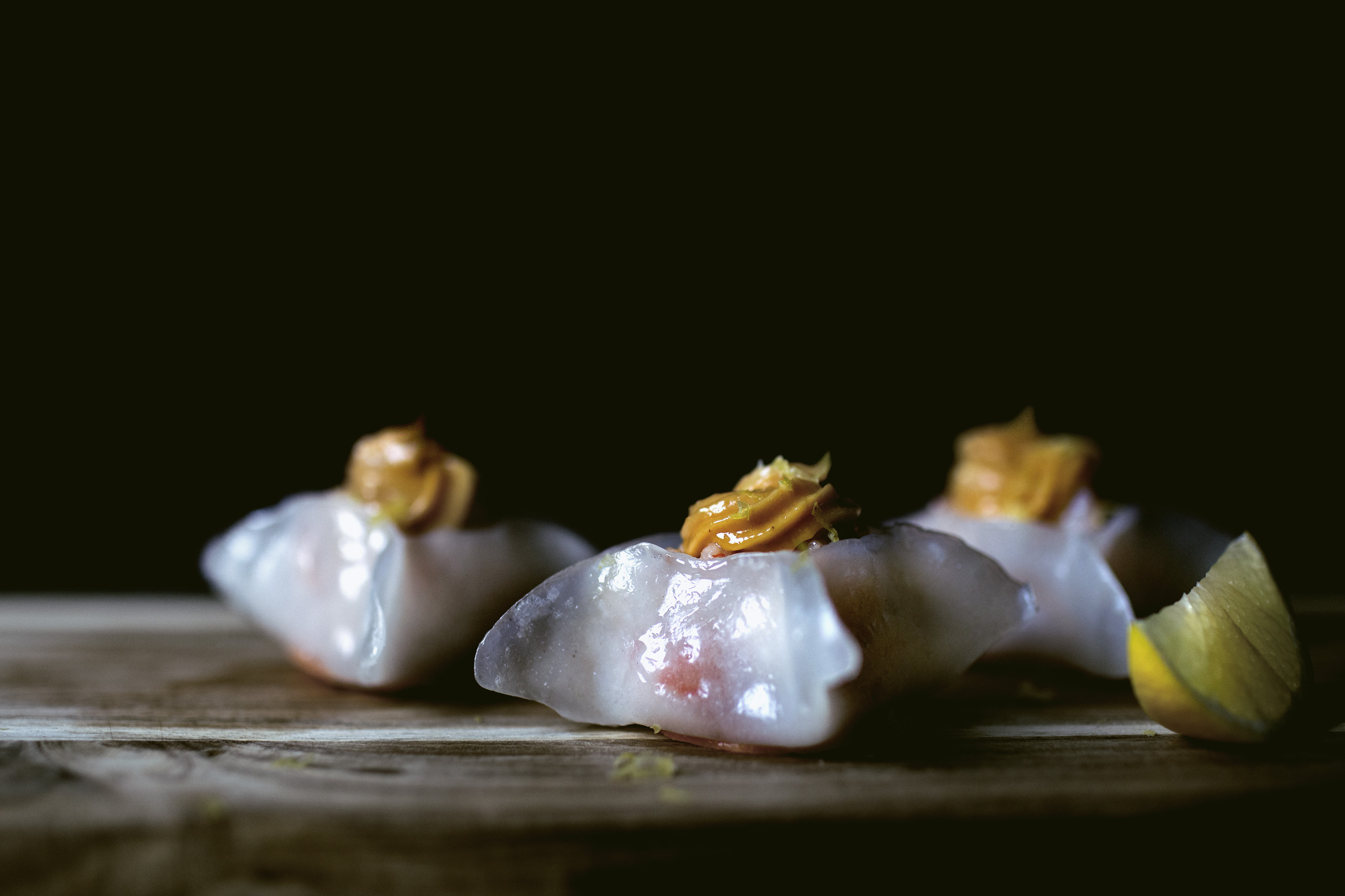 DIM SUM MONTH: Crystal shrimp dumpling w/ shrimp oil mayo