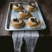 BIALY STUFFED W/ CREAM CHEESE AND HONEY DATES