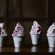 Goat cheese and cherry swirl ice cream