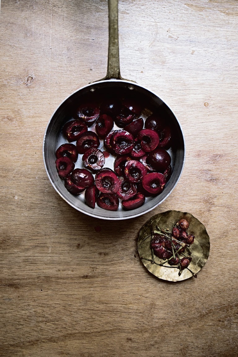 Goat cheese and cherry swirl ice cream Lady and Pups
