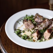 Pork shoulder steak w/ toasted sesame oil aioli